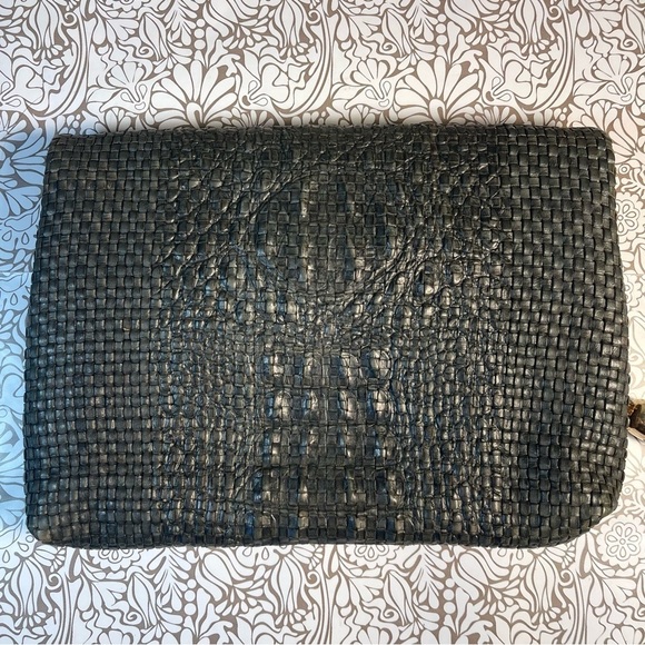 Escada Woven Leather Fold-Over Clutch 80% Off Est. - Picture 3 of 16